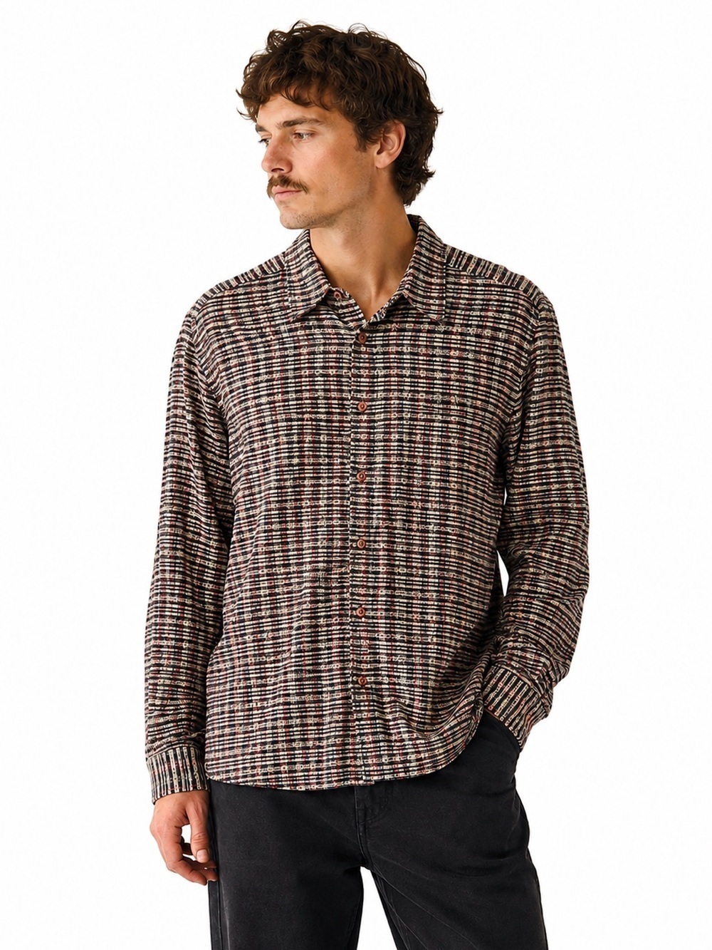 Vintage Jhane Barnes Storm Shirt Men's Large Geometric Pattern Button Up Cotton